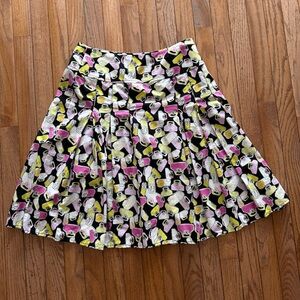 Liz Claiborne Purse Lovers Pleated Skirt in Pink, Yellow, and Black